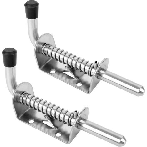 2 verrous à ressort en acier, verrou et loquet Verrou à ressort en acier inoxydable 304, tige de verrouillage de 128 mm pour porte de garage, abri de jardin (1/5)