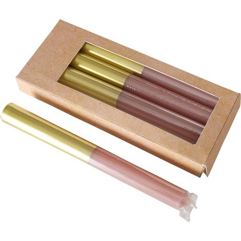 Bunte Kerzen mit goldener Verzierung, 4er-Set (1/5)