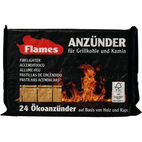 Accendifuoco ecologico Flames confezione da 32 cubetti per accendere il fuoco in camino grill stufe a legna e barbecue