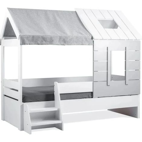 Cama casita blanca 90x200cm