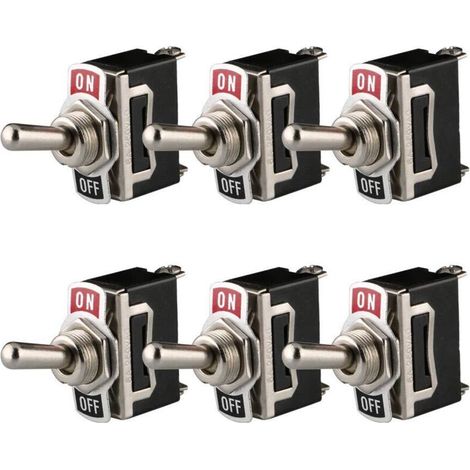 Interruttore a bilanciere a 2 posizioni e 2 pin SPST ON/OFF per luci del cruscotto auto, 12V-24V-48V-110V/10A, 220V-230V/6A (confezione da 6, nero)