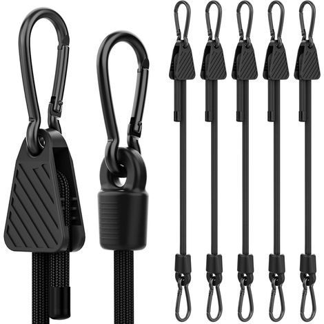 Spanngummi mit Karabiner 6er Set, 150cm, verstellbar, wetterfest, für Gepäck, Sonnensegel, Auto (1/5)