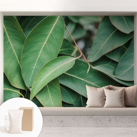 Papier peint intissé décoratif pour chambre et salon Design moderne à poser facilement - Colle incluse gratuite Feuilles vertes 208x146 cm (1/5)