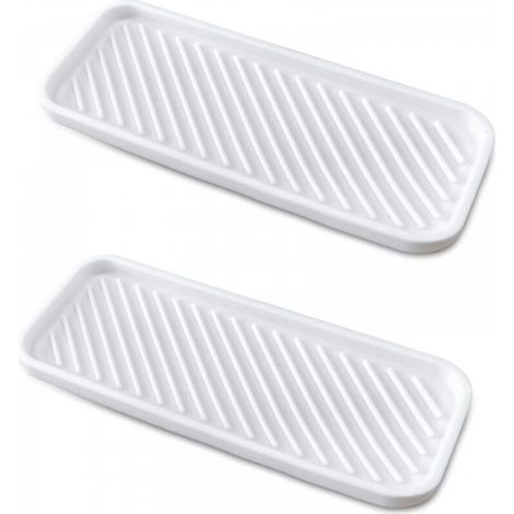 Lot de 2 porte-éponges épais en silicone pour évier de cuisine, salle de bain, distributeur de savon, brosse à récurer, blanc (1/5)