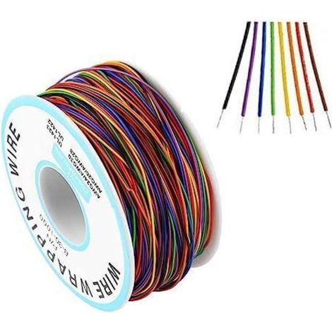 280 Meter Klingeldraht-Isolationsprüfung, 30 AWG verzinntes Kupfer-Massivkabel, hochtemperaturbeständiger Luftfahrtdraht, 8 Farben (1/5)