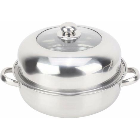 28 cm Dampfgarer aus Edelstahl mit Glasdeckel für Ceran- und Induktionskochfelder
