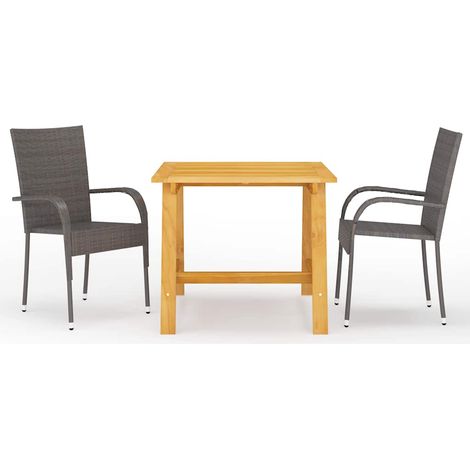 vidaXL Ensemble à manger de jardin 3 pcs Marron (1/5)