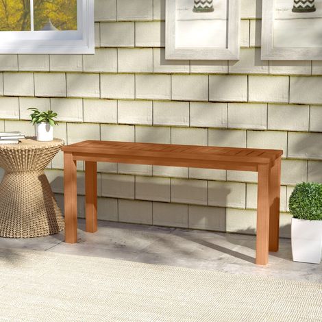 Banc en Bois Extérieur Sans Dossier avec Siège à Lattes Style Rustique Finition à l'Huile de Teck Charge 180 KG 100 x 30 x 47 CM (1/3)