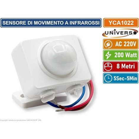 UNIVERSO YCA1022 SENSORE DI MOVIMENTO A INFRAROSSI  A PARETE/SOFFITTO 360° ILLUMINAZIONE AUTOMATICA IP20 (1/5)