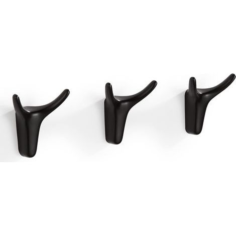 Patère Crochets Muraux Noirs, 3 Pièces Crochets Porte-Serviettes Crochets Adhésifs, Patères Design Corne Pour Décoration Salle De Bain & Cuisine (1/5)