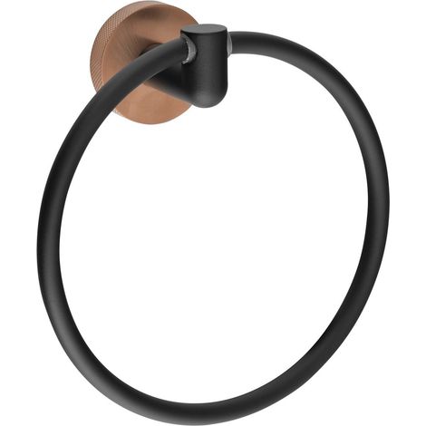 LARISSA porte-serviettes cercle, noir/cuivre mat (1/4)