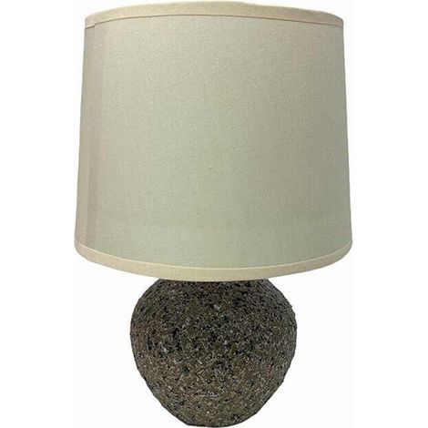 Lume in ceramica moderno lumetto da comodino con base effetto marmo abat jour lampada da tavolo paralume attacco e14 Beigie