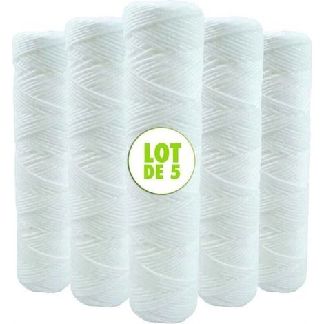 Lot de 5 Cartouches Bobinée Filtre à Eau Anti Sédiments - Compatibles Filtre 10 pouces (1/4)