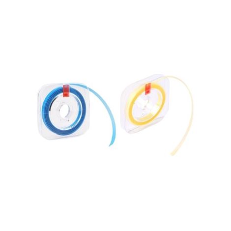 Rollo de cinta para pulir dientes, azul y amarillo. (1/2)
