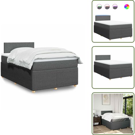 Sommier à lattes de lit avec matelas gris foncé 120x190cm tissu - Sommier À Lattes De Lit - Sommiers À Lattes De Lit - Lit - Meuble De Chambre À Coucher (1/5)