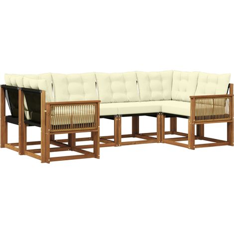 Outdoor Sofa Set 6 pcs Natural and Cream vidaXL (1/5)