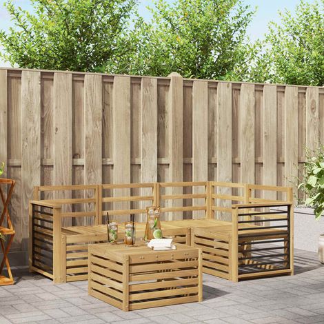 vidaXL Outdoor Sofa Set 5 pcs White Solid Acacia Wood (1/5)