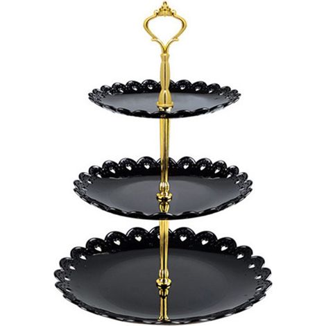 Présentoir à cupcakes à 3 étages, 35 cm de hauteur, gain de place, léger, idéal pour les fêtes et festivals (noir). (1/5)