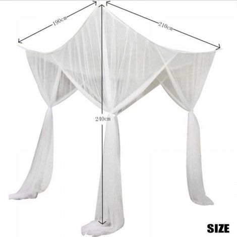 Moustiquaire de Lit pour Lits Simples et Doubles Moustiquaire de lit Moustiquaire 4 Ouverture Blanc 190 x 210 x 240 cm (1/4)