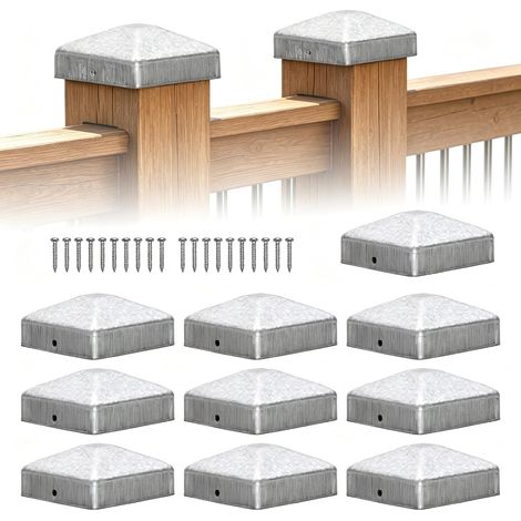 10 Pièces Chapeaux de Poteaux 9x9cm avec 20 Vis (1/5)