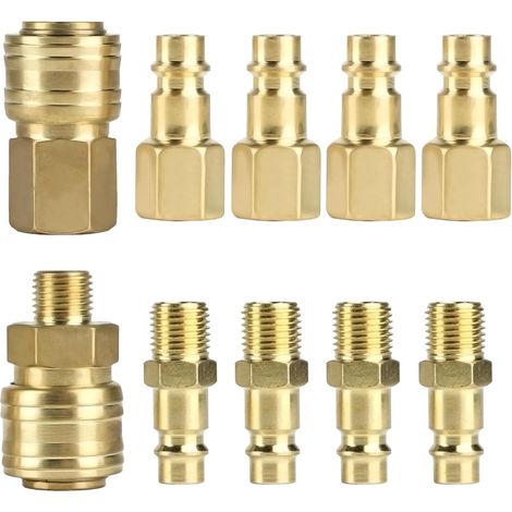 10 pezzi di raccordi per compressore da 1/4" BSP, raccordo rapido pneumatico da 1/4" BSP, raccordo rapido pneumatico europeo, connettore maschio/femmina per tubo flessibile del compressore d'aria