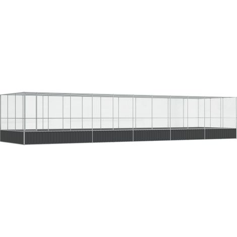 Gabbia per uccelli voliera con estensione argento 1139 x 307 x 212 cm acciaio Argento 020045646