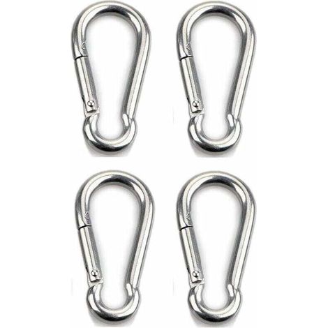 Mosquetón de 4 piezas con cierre resistente para deportes, bloqueo para perros, columpio de hamaca, acero inoxidable 304, 8 mm de espesor (1/3)