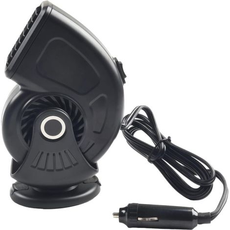 Chauffage de voiture, 12 V 150 W pour voiture, ventilateur de refroidissement à double usage, portable, dégivreur, désembuage, pare-brise (noir) (1/4)