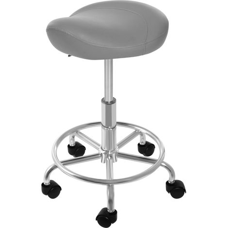 Silla giratoria tipo silla de montar con respaldo, taburete de bar ergonómico, regulable en altura, taburete de trabajo giratorio 360°, apto para el hogar, capacidad de 150 kg - gris (1/5)