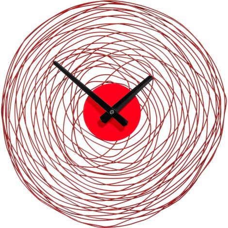 Premier Housewares Wall Clock Red Swirl Metal Frame Clocks For Living Room / Bedroom / Contemporary Style Round Shaped Design Plastic Clocks For Hallways 5 x 38 x 38 (1/2)