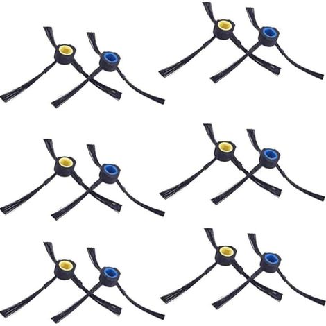 Brosse Latérale - Pour Robot Aspirateur Amibot Animal Premium H2O - Lot de 12 Pièces (6 Paires) - Nylon