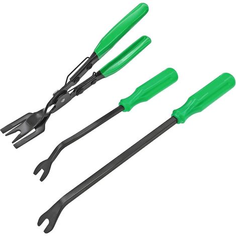 3 Pièces Outil Demontage Garniture Voiture, Pince à Dégrafer, Kit De Pinces à Dégrafer pour ôter Les Rivets Et Clips De Fixation, Pince à Degrafer pour Tableaux De Bord Voiture(Vert) (1/5)