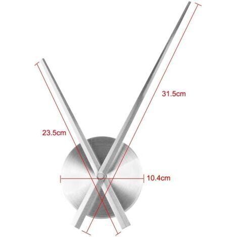NALOOKAMIC Aiguilles d'horloge 3D -  DIY - Aiguilles de grande horloge murale 3D - Home Art Décor. Horloge à quartz. Accessoires (argent)