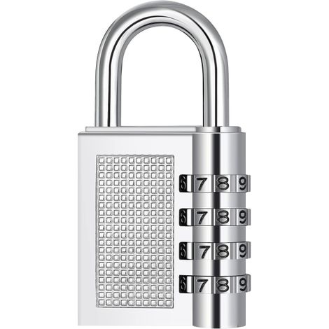 Cadenas à combinaison pour armoires de gym, serrure à 4 chiffres, cadenas à combinaison extérieur résistant aux intempéries pour clôtures, portails et abris de jardin, cadenas à combinaison (argenté)