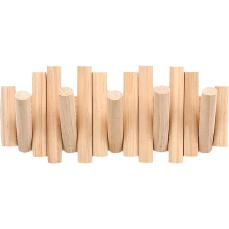 1 Porte-manteau mural, 5 crochets pliables, bois massif, entrée, chambre, bureau (1/5)