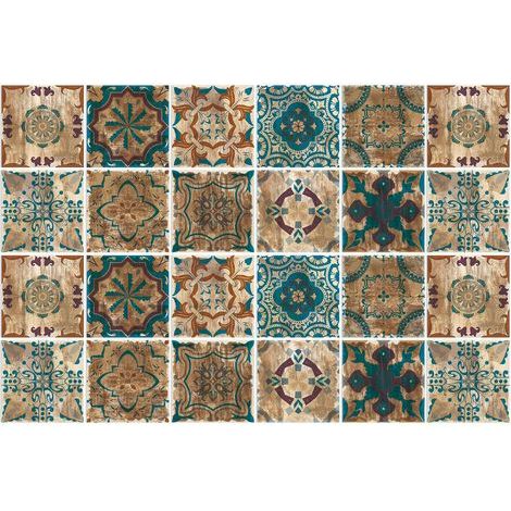 Carrelage Adhésif 20x20 Style Industriel Credence Adhesive pour Cuisine Brique,24 Pcs Stickers Muraux Salle de Bains Cuisine Carrelage Adhesif Mural avec Motifs de Carrelage Dalle Pvc Adhesive Murale (1/5)