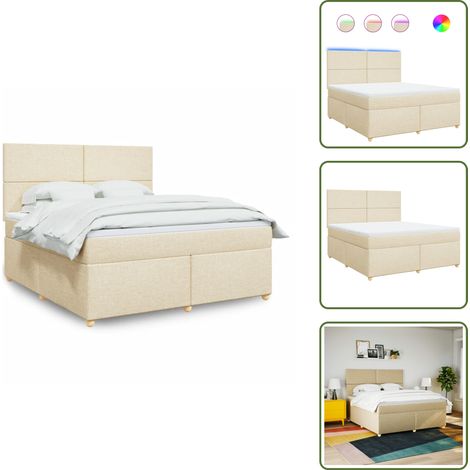Boxspringbett mit Matratze Creme 180x200 cm Stoff - Boxspringbett - Boxspringbetten - Bett - Bettgestell (1/5)