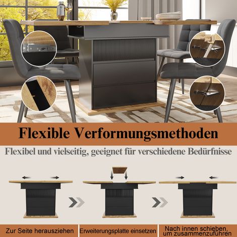 Tavolo da Pranzo Allungabile per 4-6 Persone, con Vano Nascosto, 110-140 x 80 cm, MDF (1/5)