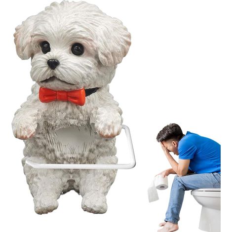 Porte-papier toilette Porte-rouleau mural en résine avec motif chien (1/5)