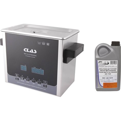 Bac à ultrasons 3l 100w 40khz + solution de nettoyage concentrée 25% - OE 7270 - CLAS Equipements