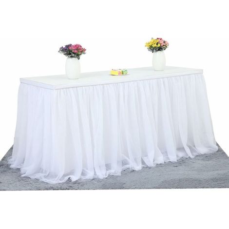 Falda de mesa de tul, mantel con falda abullonada, 183 x 75 cm