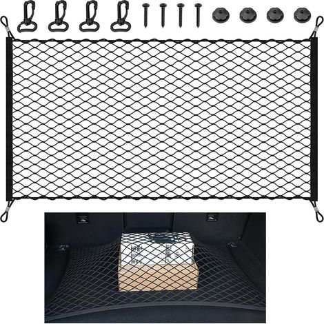 Filet de rangement pour coffre - 110 x 60 cm - Filet de rangement élastique pour coffre - Convient à la plupart des coffres (1/5)