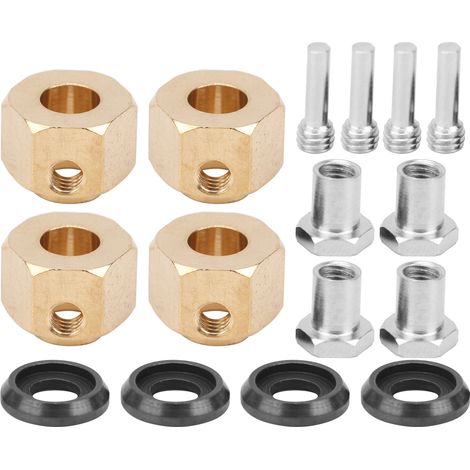 4 adaptateurs hexagonaux de moyeu de roue en laiton pour modèles réduits de voitures RC TRX4 et TRX6 à l'échelle 1/10 (10 mm). (1/5)