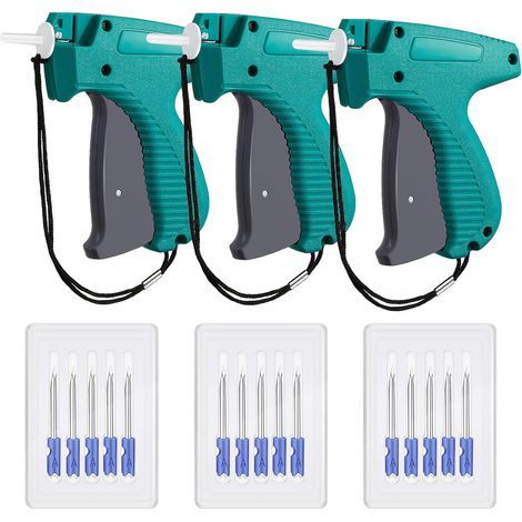 3-piece garment labeling applicator,  garment label attacher,  label labeling machine with 15 steel needles,  blue (1/5)