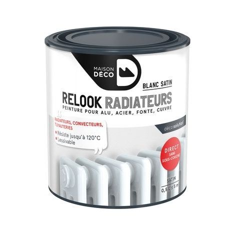 Peinture Relook Radiateurs Maison Deco Blanc Satiné 0.5 L (1/3)