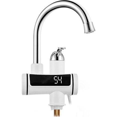 1 robinet chauffant instantané, chauffe-eau électrique pour évier, réglage température 25-50°C, installation facile, adapté caravane et camping (1/5)