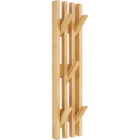 Altobuy – Portant mural en bambou massif – 5 patères mobiles rabattables – Dimensions 14 x 9,5 x H60cm – Charge maximale 20kg (1/5)