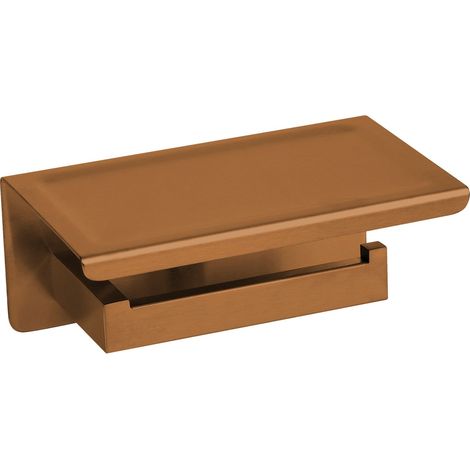 BALNEO - porte-papier toilette avec étagère en acier inox cuivré - dérouleur QARX inoxydable - support papier WC en métal (1/2)