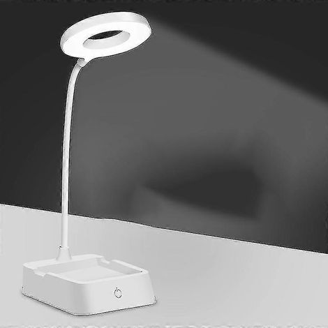 Lampe de bureau pour bureau à domicile, lampe de bureau LED avec porte-stylo et support pour téléphone, 3 modes d'éclairage de couleur, veilleuse de lecture pour protéger les yeux des étudiants et des