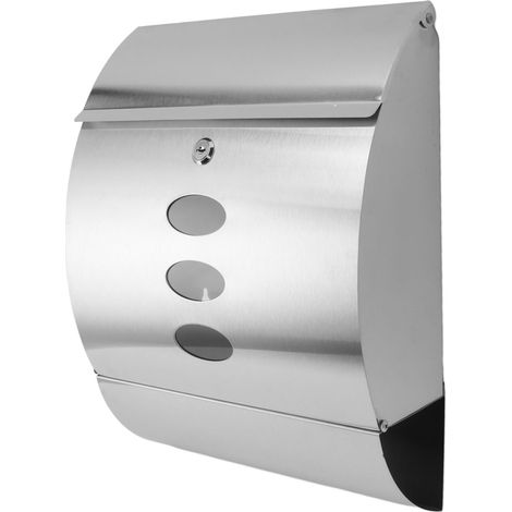 Boîte aux lettres murale en acier inoxydable haute résistance, étanche à la pluie, avec forme incurvée, pour l'extérieur. (1/5)